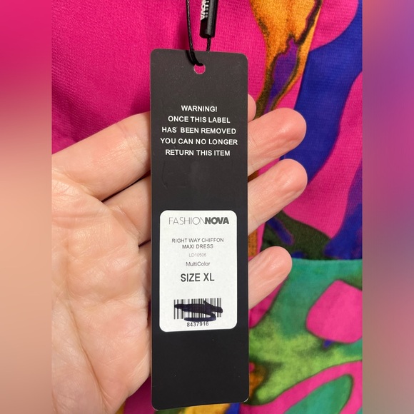 NEW NWT Fashion Nova Right Way Chiffon Maxi Dress - Multi Color size XL women’s - Picture 9 of 10